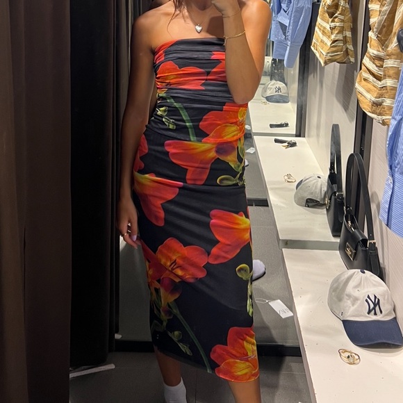 floral zara midi dress - Picture 1 of 1